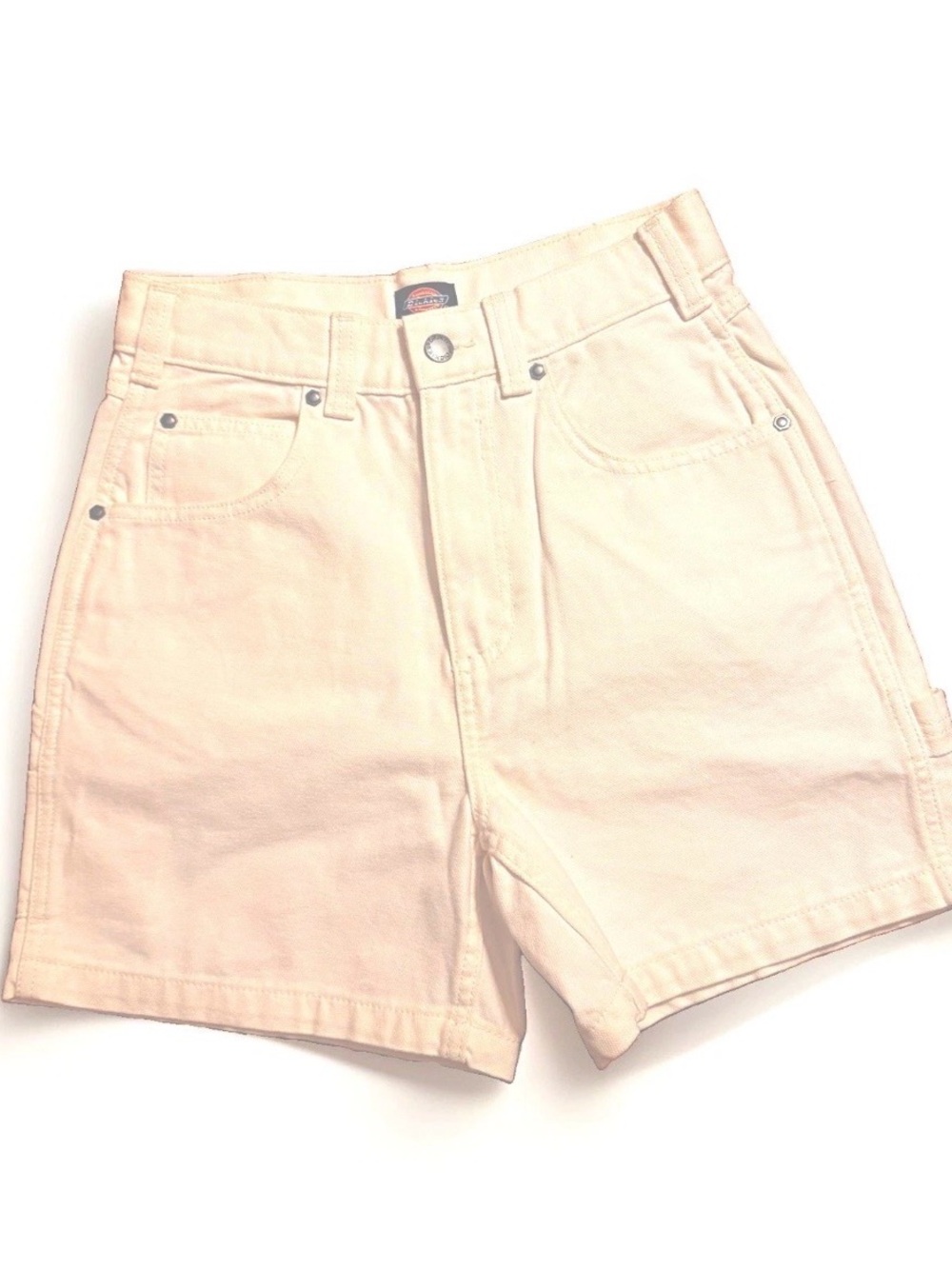 Dickies Women's Cream High-Waist Relaxed Canvas Jorts